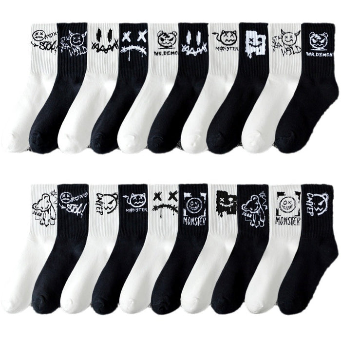 Wholesale men' s deont mid-calf socks black and white cotton socks women' s summer sports basketball socks