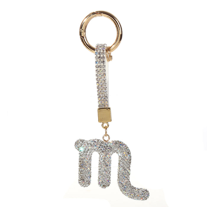 Wholesale Full Crystal Zodiac Keychain Diamond-Encrusted Car Key Chain,  Simple and Personalized Pendant