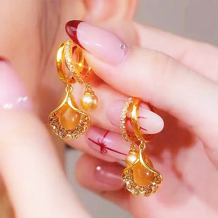 Wholesale Apricot Leaf Earrings