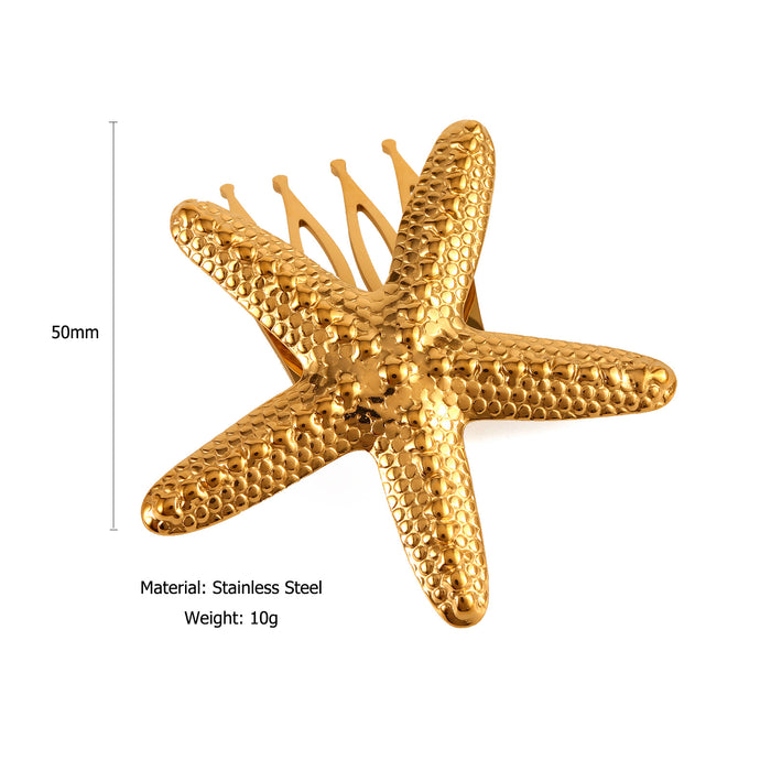 Wholesale Fashionable stainless steel starfish hair clip with bangs and high-end edge clip, exaggerated hair accessories, broken hair clip at the back of the head, wholesale