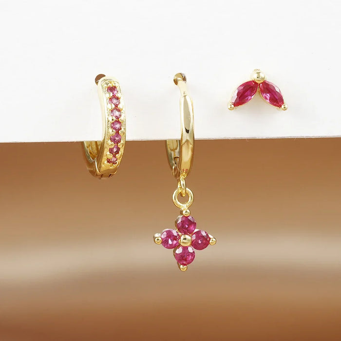 Wholesale Crystal flower earrings, geometric high-end earrings, earrings set, earrings accessories