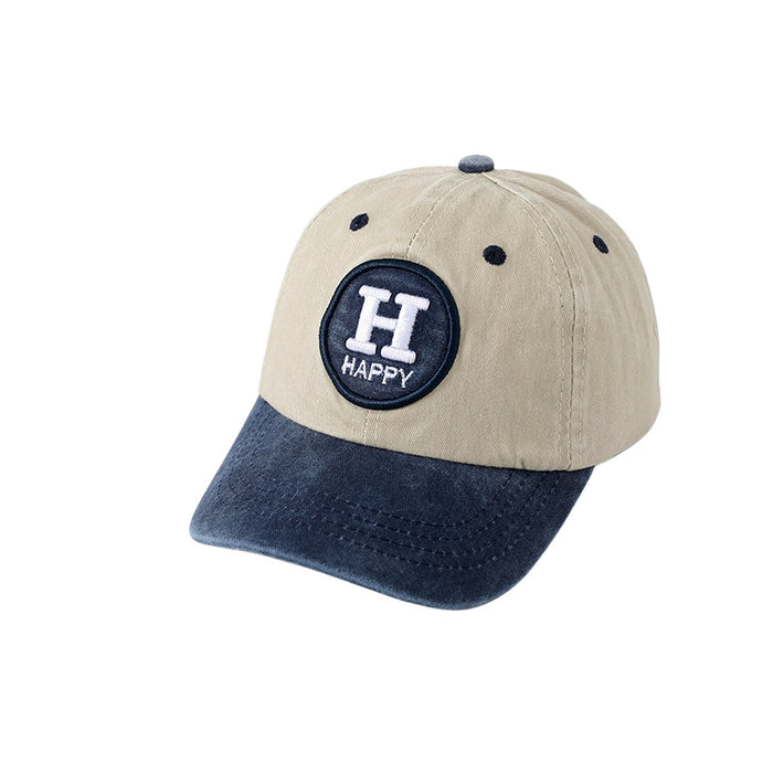 Wholesale Children' s Washed Embroidered Color-Blocked Baseball Hat