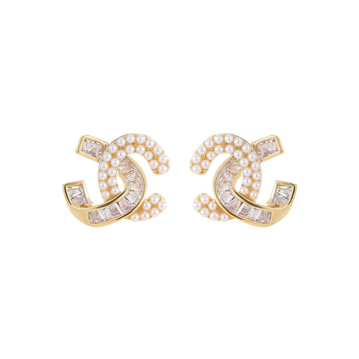 Wholesale Double C Earrings Silver Needle High-End Accessible Luxury Elegant Earrings for Women