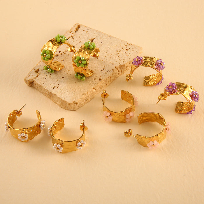 Wholesale Original design, personalized stainless steel earrings with small flowers, simple and fashionable temperament, flower earrings wholesale