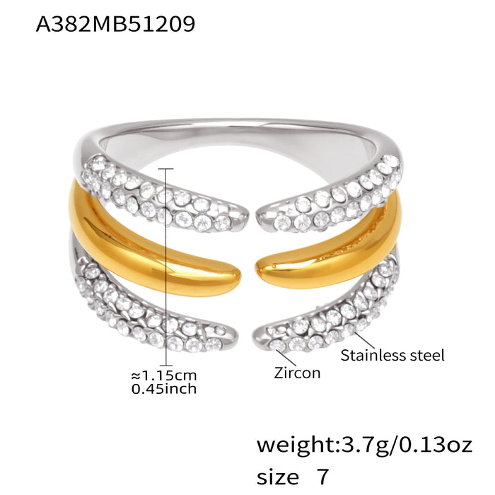 Wholesale Open Stainless Steel Ring with Fine Diamond Setting