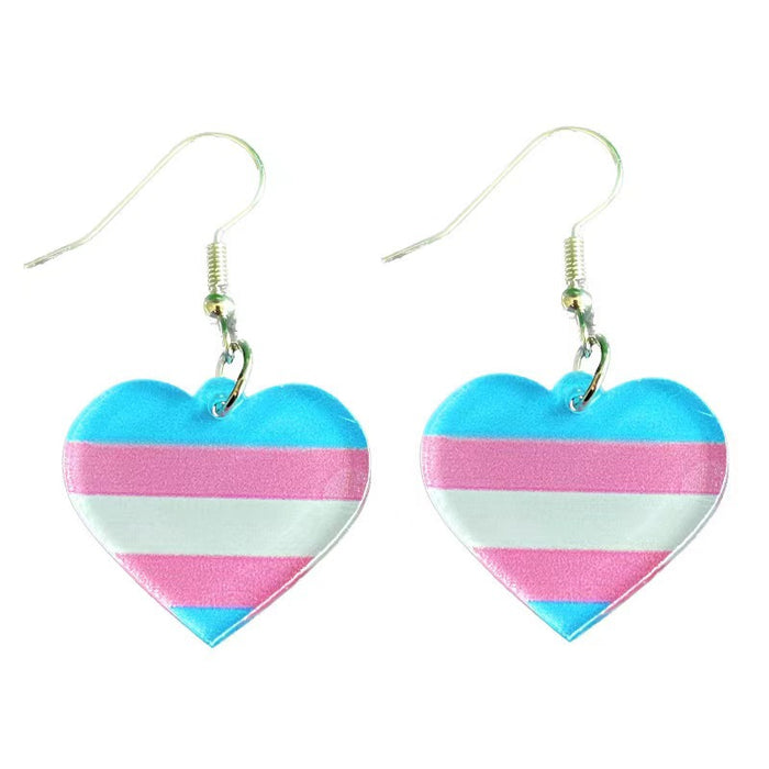 Wholesale Rainbow Geometric Simple Multicolor Heart Shaped Acrylic Earrings JDC-ES-WenT027