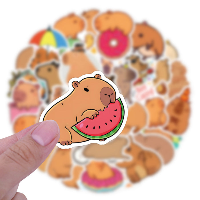 Wholesale 60pcs Cartoon Capybara Stickers Children' s Graffiti  Luggage Skateboard Mobile Phone Waterproof Sticker
