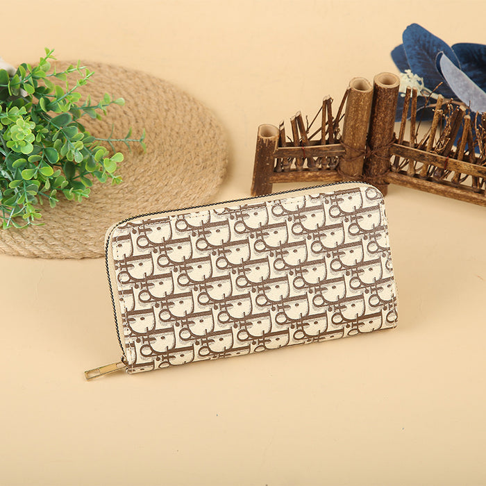 Wholesale Stylish Print PU Long Wallet Fashion Zip Around Clutch Trendy Everyday Handbag MOQ≥3
