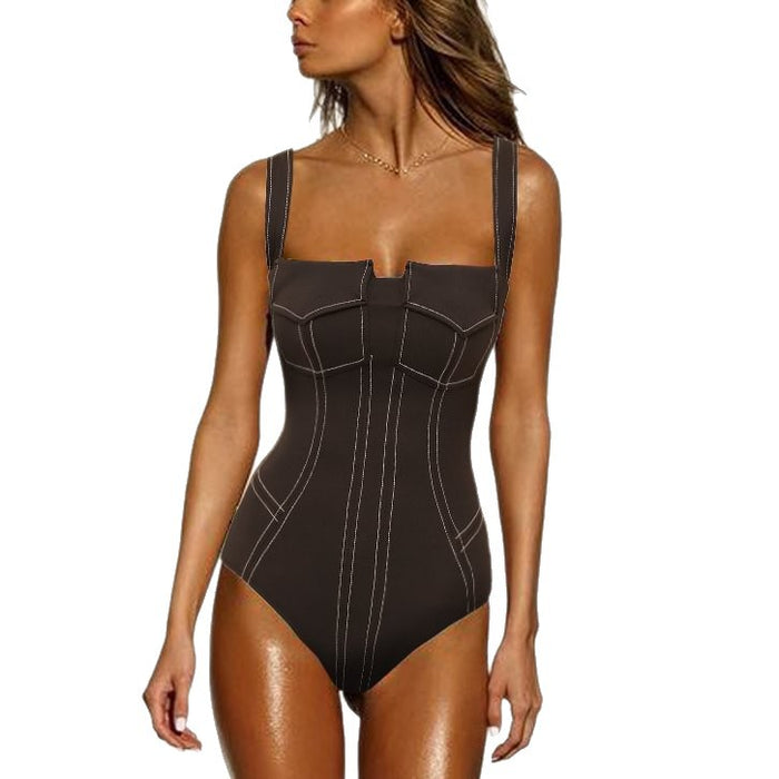 Wholesale New printed one-piece swimsuit with skirt, retro swimsuit two-piece set