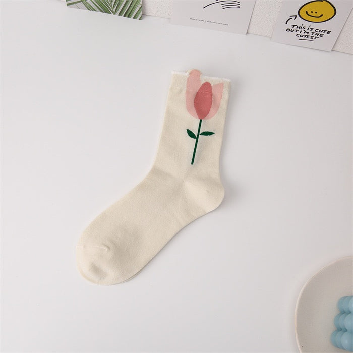 Wholesale Sweet and lovely flower tube socks, trendy and artistic socks