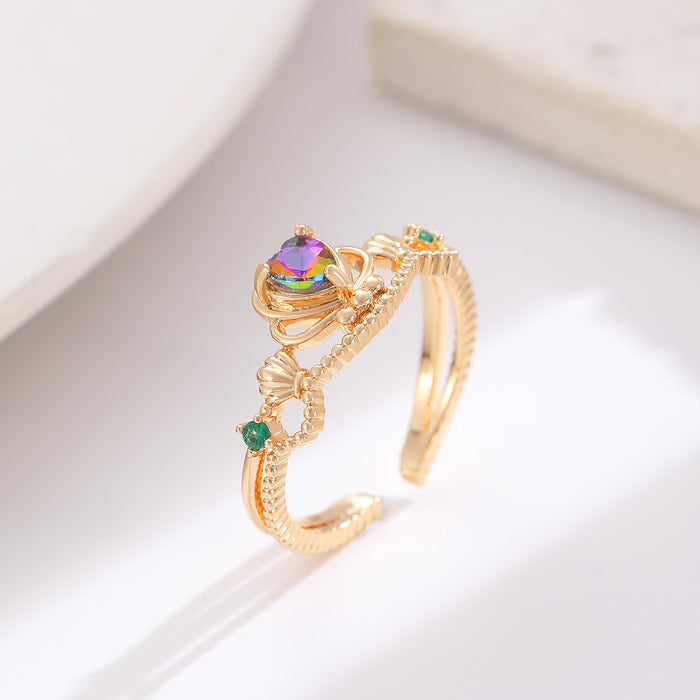 Wholesale Colorful zircon flower cartoon adjustable ring