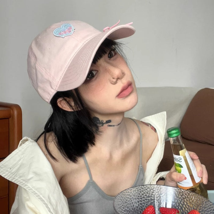 Wholesale Original Love Embroidered Duck Tongue Hat Bow Baseball Hat