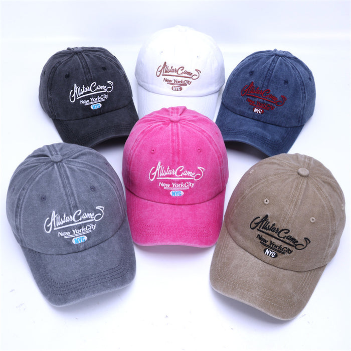 Wholesale Washed cotton baseball cap, retro casual sports duckbill cap, embroidered letter men's and women's hats
