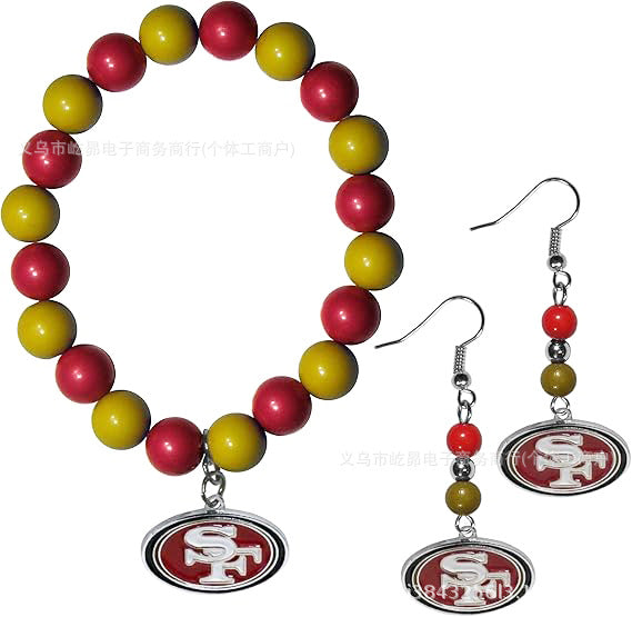 Wholesale Football Colored Candy Acrylic Bead Bracelet Earring Set