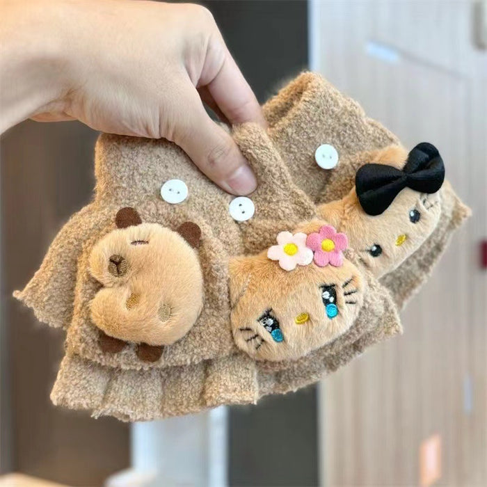 Wholesale Children' s  Winter Cartoon Warm Cute Plush Gloves