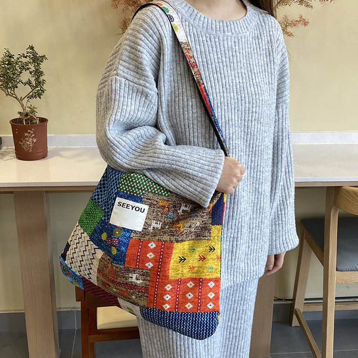 Wholesale Collar bag, fashionable and versatile, double-sided denim tote bag, large capacity shoulder bag