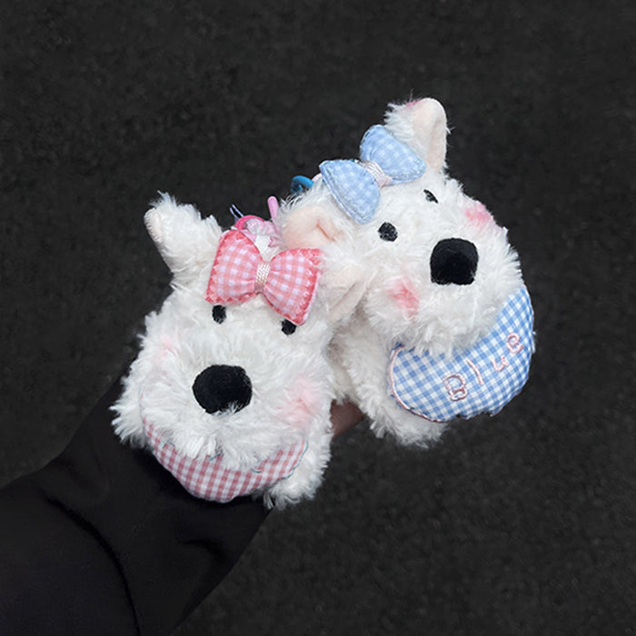 Wholesale Cute Plush Pendant Dog Powder Bow Car Keychain Pendant Car Keychain Girl