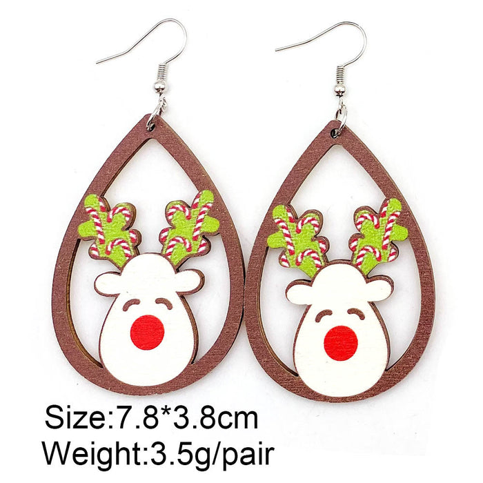 Wholesale Christmas Wooden Earrings Elk  Splicing Earrings Holiday Accessories