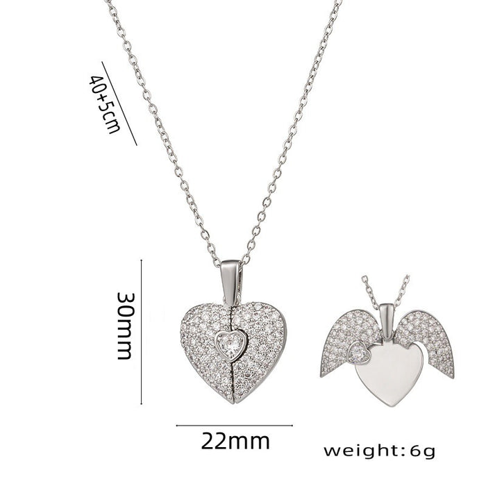 Wholesale Heart-shaped opening and closing titanium steel necklace
