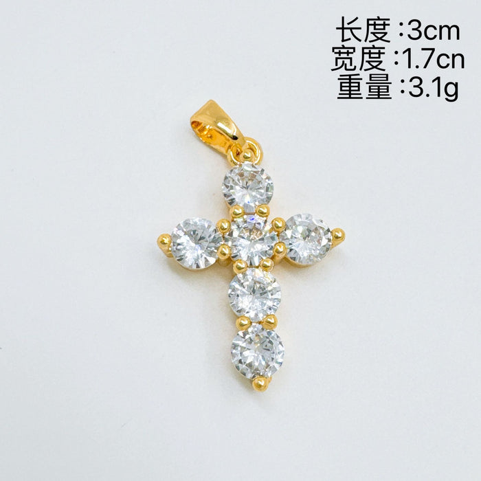 Wholesale Rock Sugar Cross Necklace Gold Plated Copper Fashion Accessory