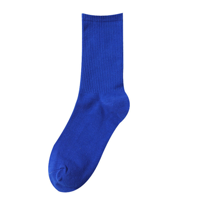 Wholesale Women's mid tube trendy socks, solid color cotton high tube basketball socks