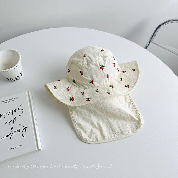 Wholesale Quick drying thin children's sunshade hat for travel, baby big brim neck protection, sun protection fisherman hat