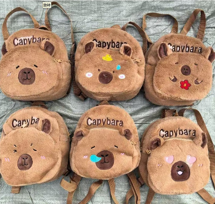 Wholesale Plush Capybara Backpack Cute Crossbody Handbag Female Cartoon Student Small Backpack