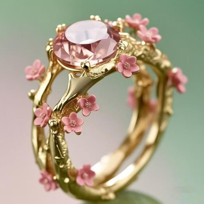 Wholesale Pink Floral Fashion Women's Rings