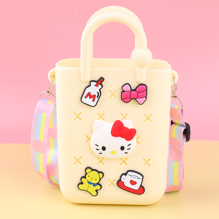 Wholesale DIY Cartoon Silicone Bag Hole Bag Beach Vacation Handbag Vegetable Basket Diagonal Cross Buckle Makeup Bag JDC-SD-HB001