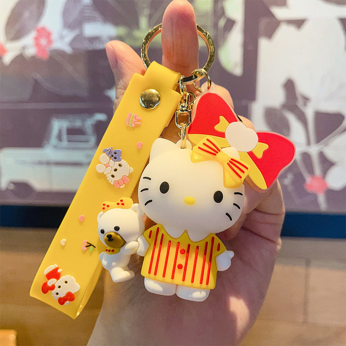 Wholesale  cat buckle cartoon Key Chain  PVC doll cat bag pendant car ring