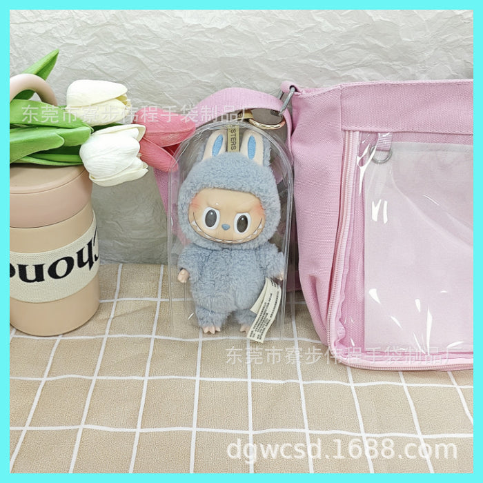 Wholesale plush pendant pvc transparent dust bag mini raincoat protective cover