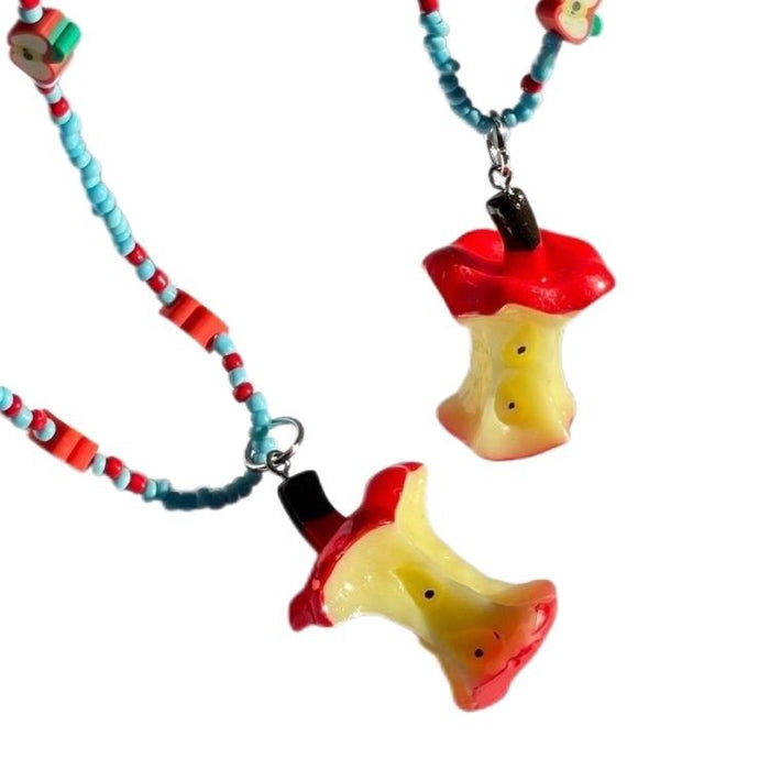 Wholesale Apple Core Beaded Color Necklace Women's New Sweet Cool Spice Girl  Clavicle Chain
