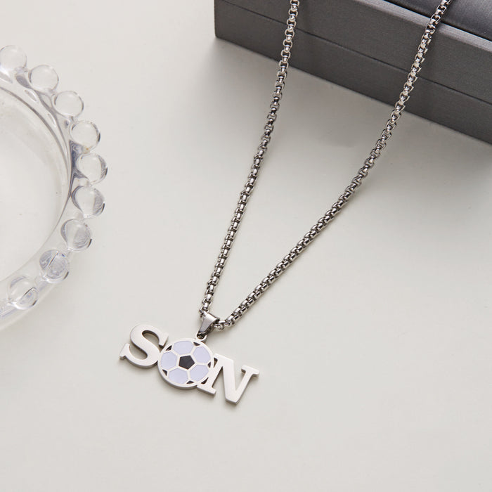 Wholesale Oil dripping titanium steel necklace stainless steel non-fading ball oil dripping letter sweater chain