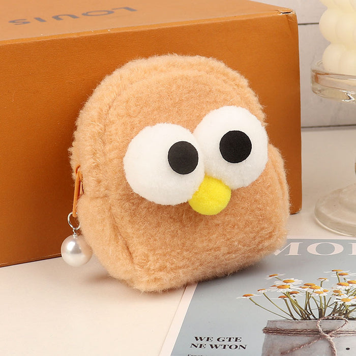 Wholesale Pink Plush Chick Backpack Coin Purse Cute Solid Color Key Pouch Fashion Accessory For Resale
