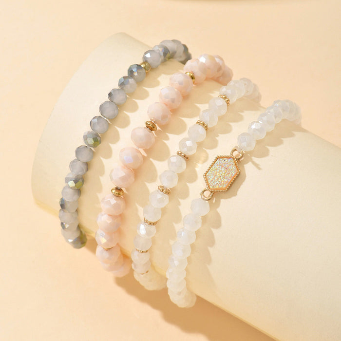 Wholesale New product temperament exquisite cut glass bead design square brand bracelet set for women