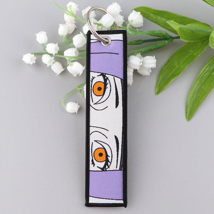 Wholesale Cartoon Anime Woven Label Keychain Pendant  Fabric Anime Peripheral