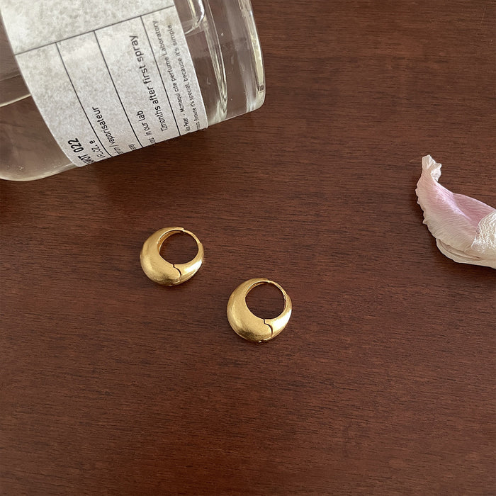 Wholesale Silver needle plain ring earrings for women, niche, high-end, cold and cool style earrings, fashionable and versatile autumn and winter ear buckles