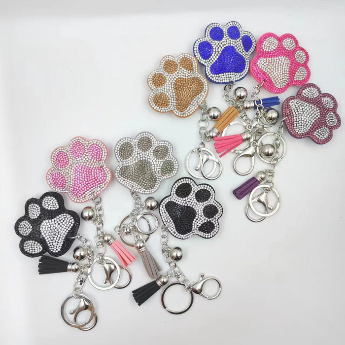 Wholesale Rhinestone Cartoon Bear Paw Keychain