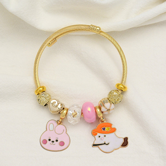 Wholesale Stainless Steel Ghost Pumpkin Beaded Bracelet Cartoon Design MOQ≥2