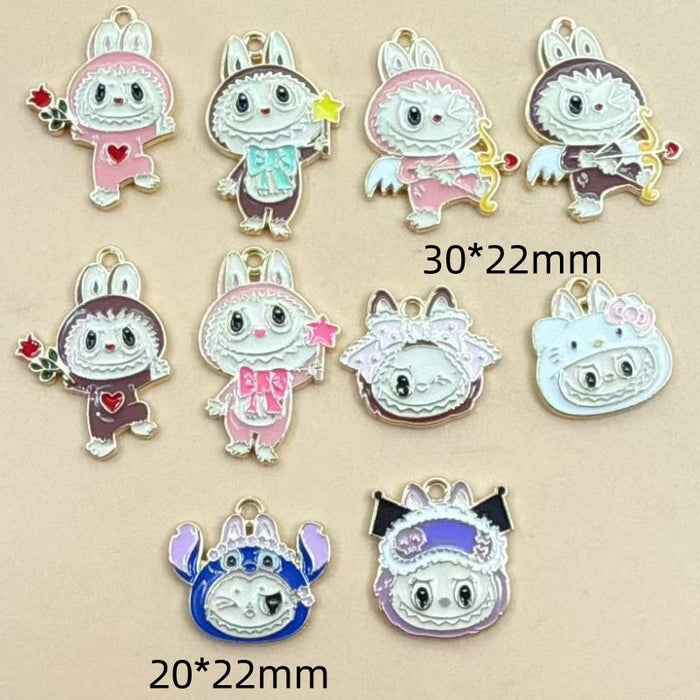 Wholesale 10pcs Anime Cartoon Alloy Oil Drip DIY Earrings,  Keychain,  Necklace Pendant