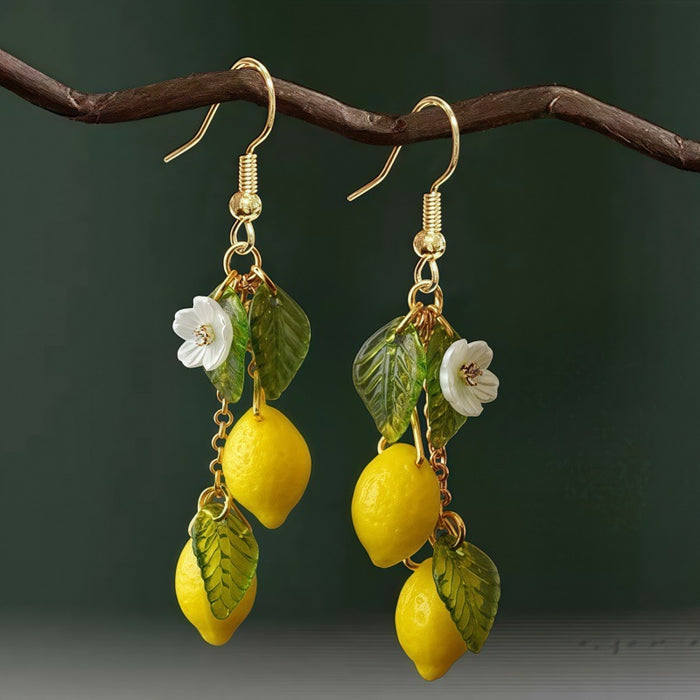 Wholesale Plastic Resin Lemon Earrings Handmade Fruit Jewelry Trendy Summer Fashion Accessory