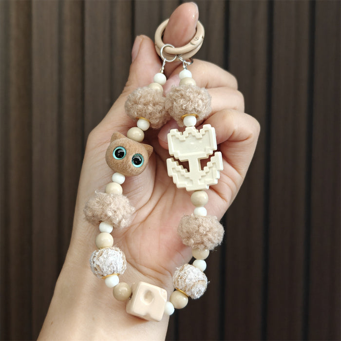 Wholesale Creative cartoon flocked cat keychain