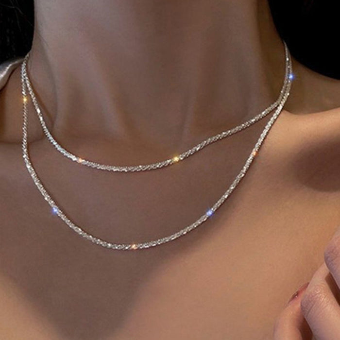 Wholesale Trendy Water Wave Star Necklace Copper Silver Electroplated Fashion Jewelry Accessory
