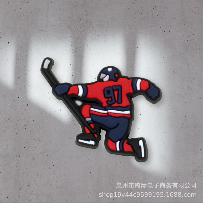 Wholesale Cave shoe flower buckle sports classic ice hockey fun cartoon upper PVC drip plastic decorative buckle detachable accessory