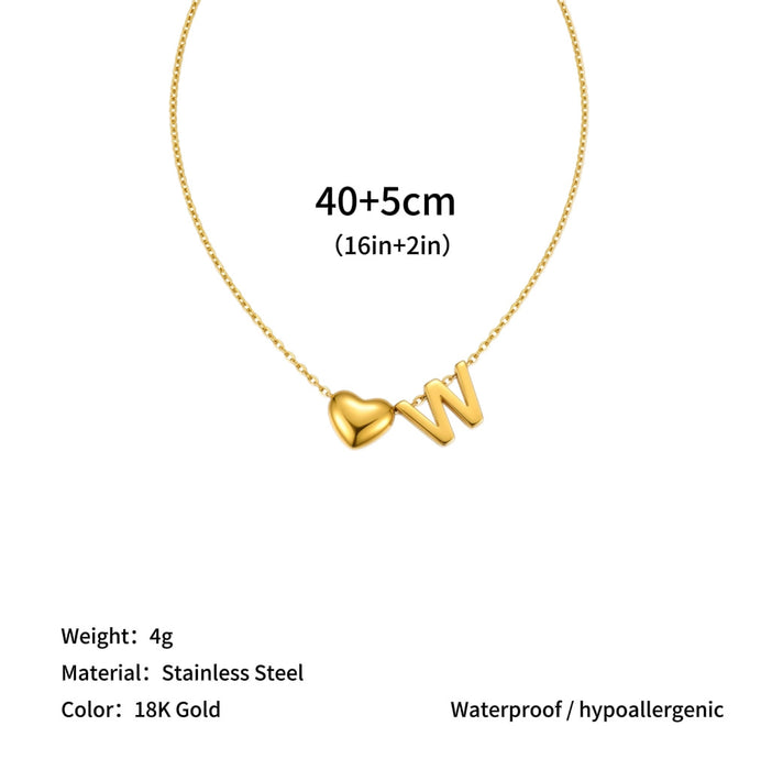 Wholesale Clavicle chain jewelry accessory 26 letter heart pendant titanium steel necklace