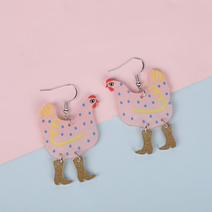 Wholesale Cartoon colorful hen-shaped acrylic earrings