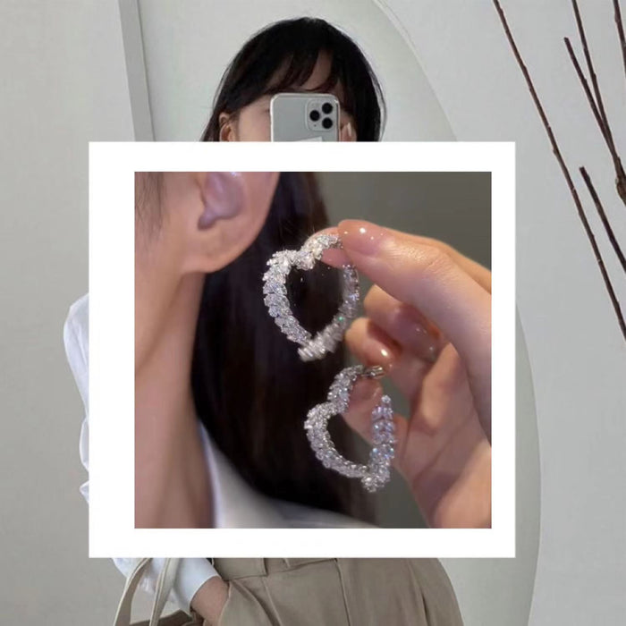 Wholesale Super Flash Zircon Wheat Ear Cross Love Earrings Women's Niche Design Front and Rear Wear Silver Needle Earrings Elegant Light Luxury Earrings