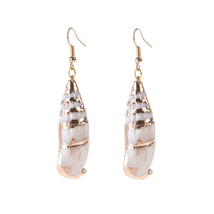 Wholesale Gold-rimmed Ocean-style Conch and Seashell Earrings JDC-ES-SaIP111