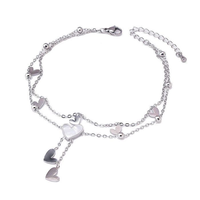 Wholesale Love Butterfly Tassel Titanium Steel Anklet JDC-AS-JinL003