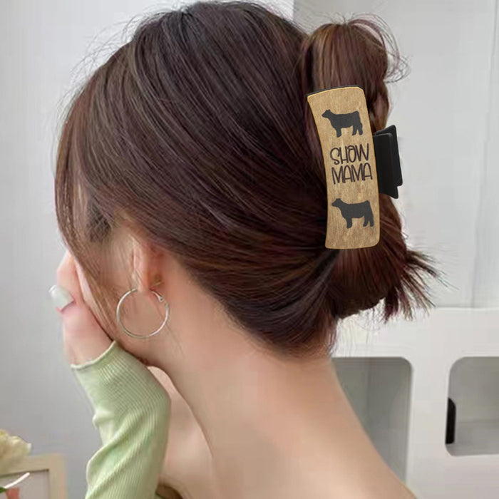 Wholesale Western Style Hairpin Combination suit Animal Pattern Leather Shark Clip Women' s Grab Clip Combination